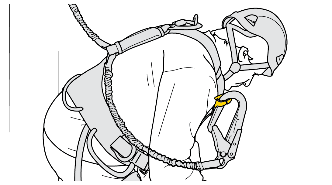 Longes ABSORBICA-Y et porte-connecteur de longe d'antichute sur le harnais