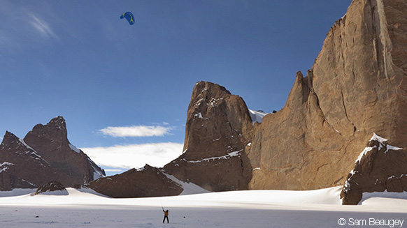 Sam Beaugey nella spedizione antartica "Train Kite"